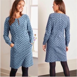 Boden Women's Caroline Corduroy Paisley Long Sleeve Dress In Blue Size 4P